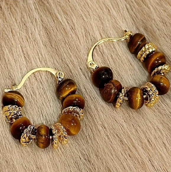 14k plated gold 3 models Hoop Earrings - Picture 4 of 4